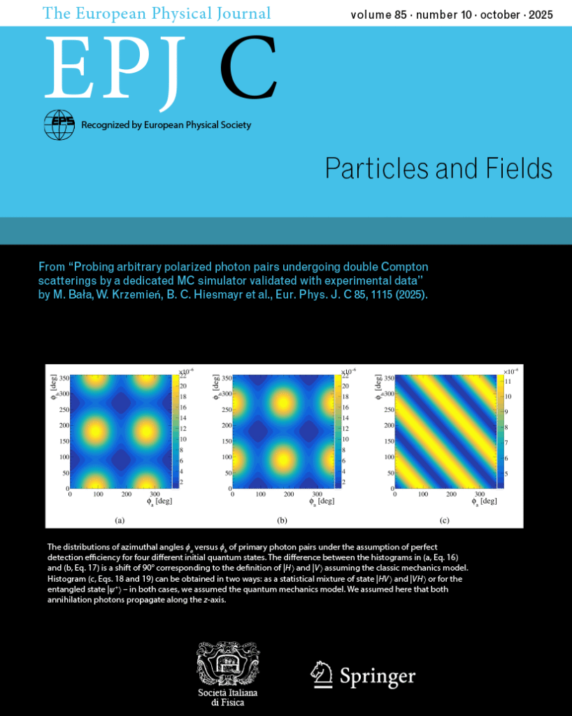 Cover of the European Physics Journal C featuring our work